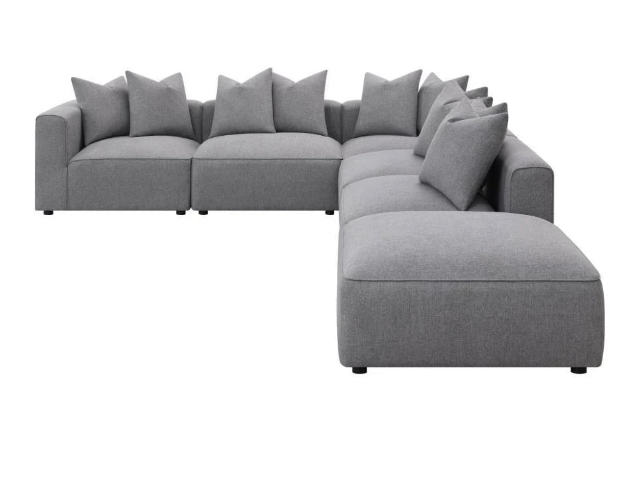 Jennifer 6-Piece Upholstered Modular Sectional Grey