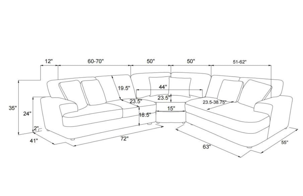 EMBERSON 3-PIECE UPHOLSTERED MODULAR SECTIONAL SOFA IVORY