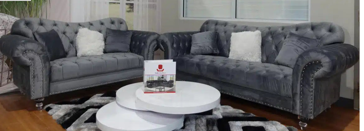6057 GREY Sofa & Loveseat