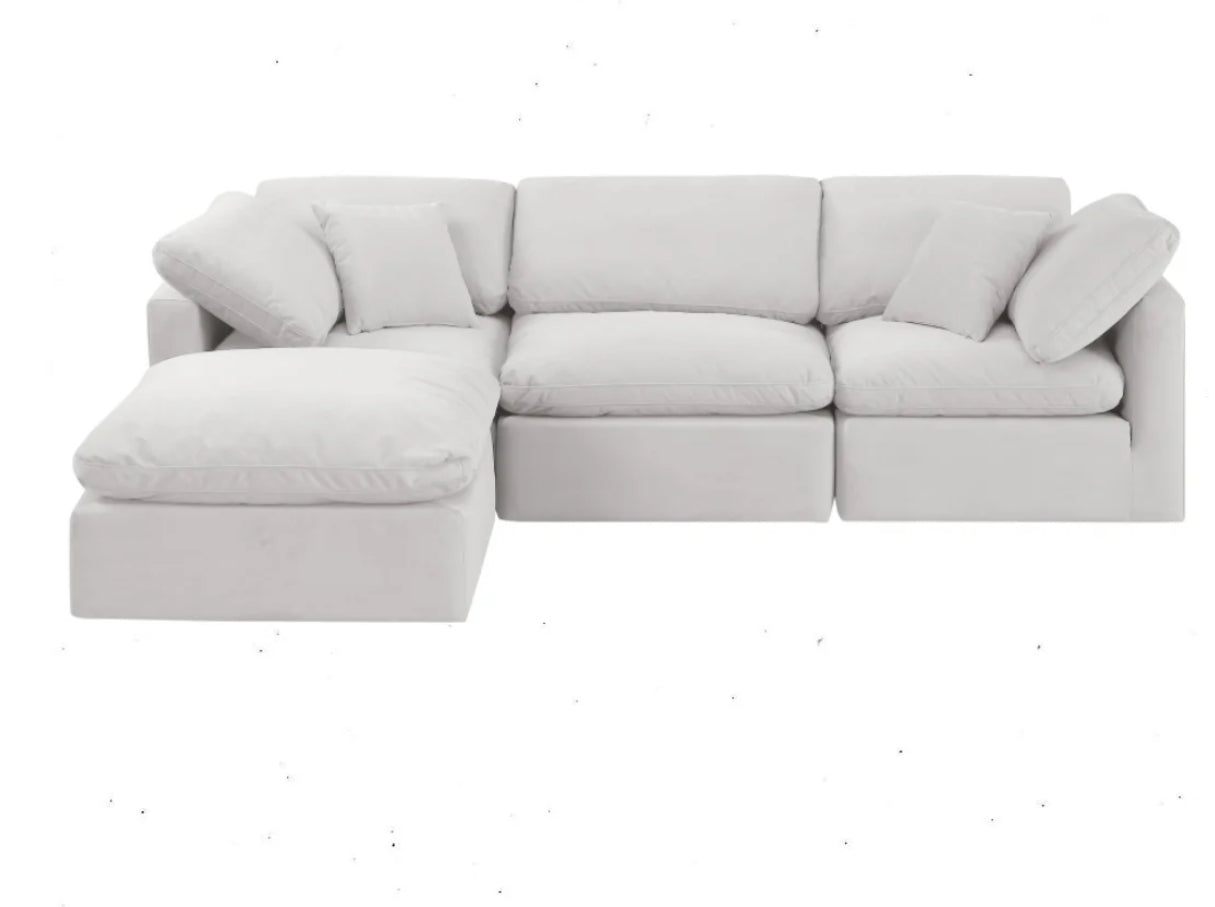 Cloud cozy 4 piece Comfort Modular Sectional Ivory