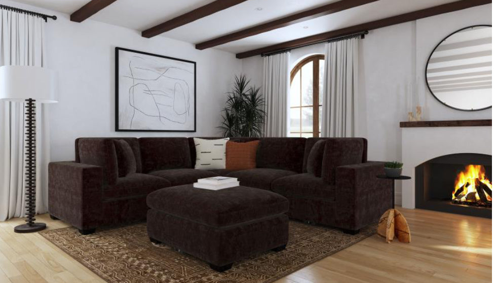 LAKEVIEW 6-PIECE UPHOLSTERED MODULAR SECTIONAL CHOCOLATE