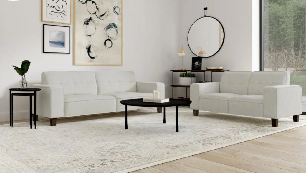 Deerhurst 2-piece Upholstered Track Arm Sofa Set Greige