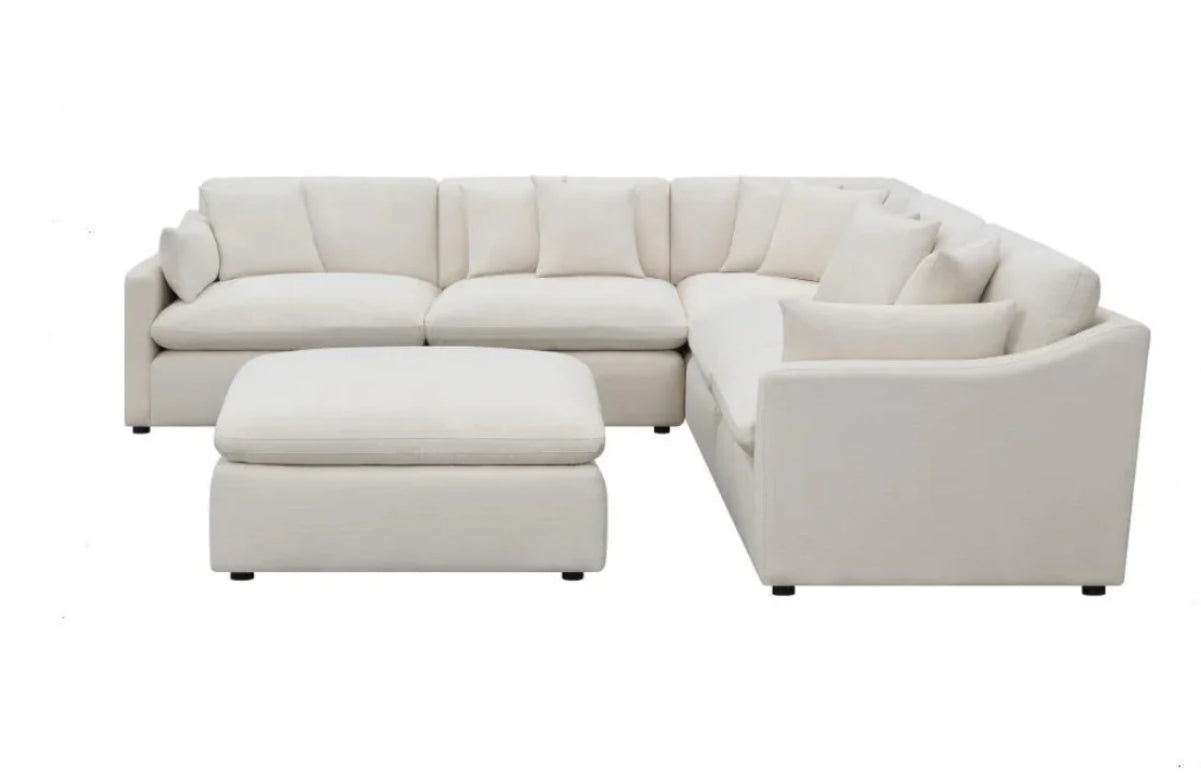 Hobson - 6 Piece Reversible Cushion Modular Sectional - White