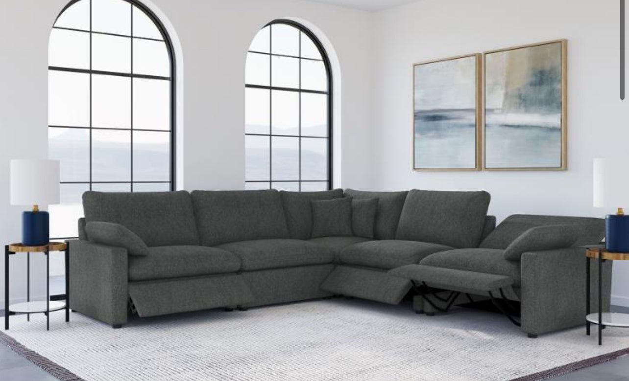 COLLINS 5-PIECE MODULAR POWER RECLINING SECTIONAL Dark GREY