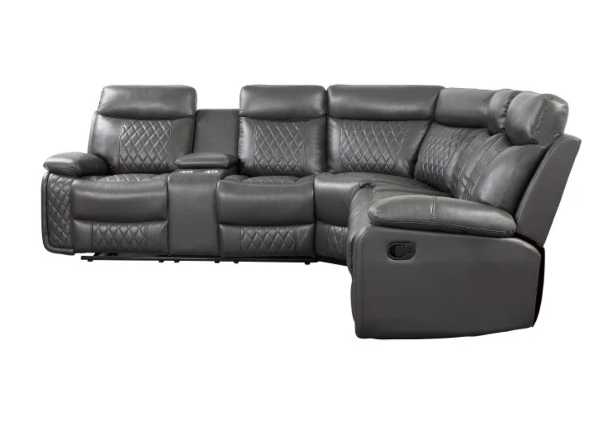 Maeko - Sectional Sofa Recliner - Dark Gray Faux leather charcoal