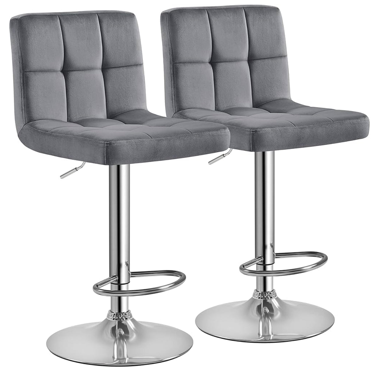 Velvet Gray Barstools Set Of 2