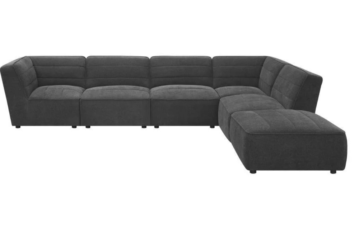 Sunny Upholstered 6-piece Modular Sectional Dark Charcoal
