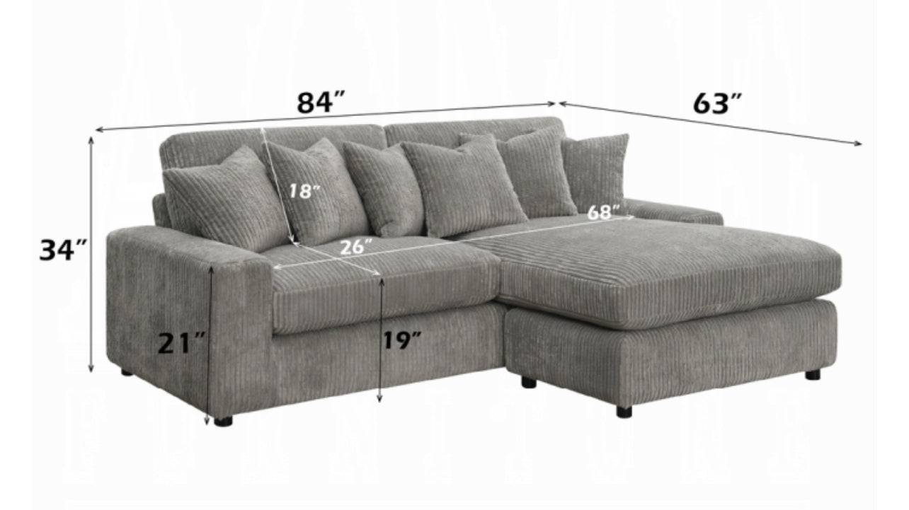 Tavia Reversible Sectional Sofa W/6 Pillows