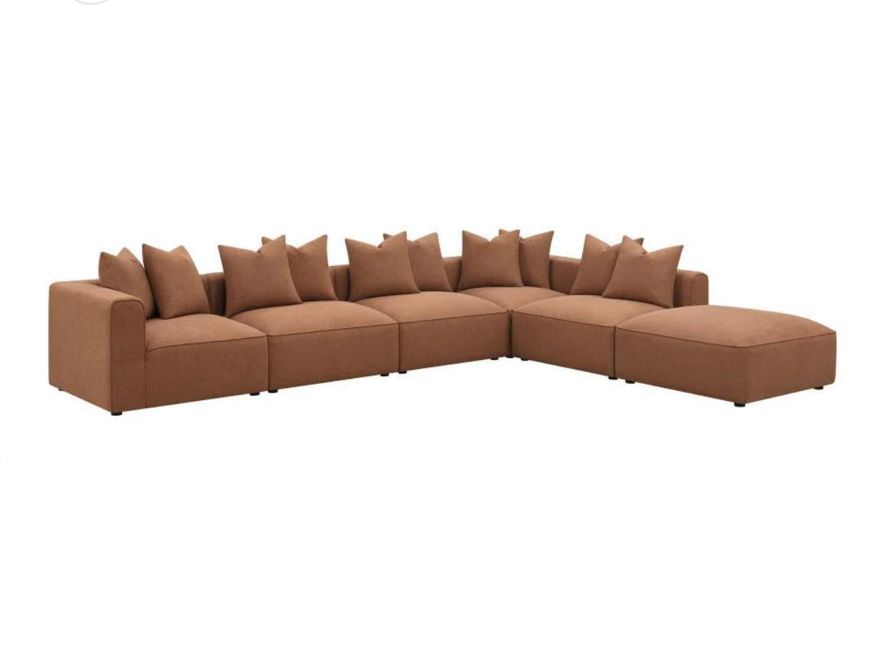 Jennifer 6-piece Upholstered Modular Sectional Terracotta