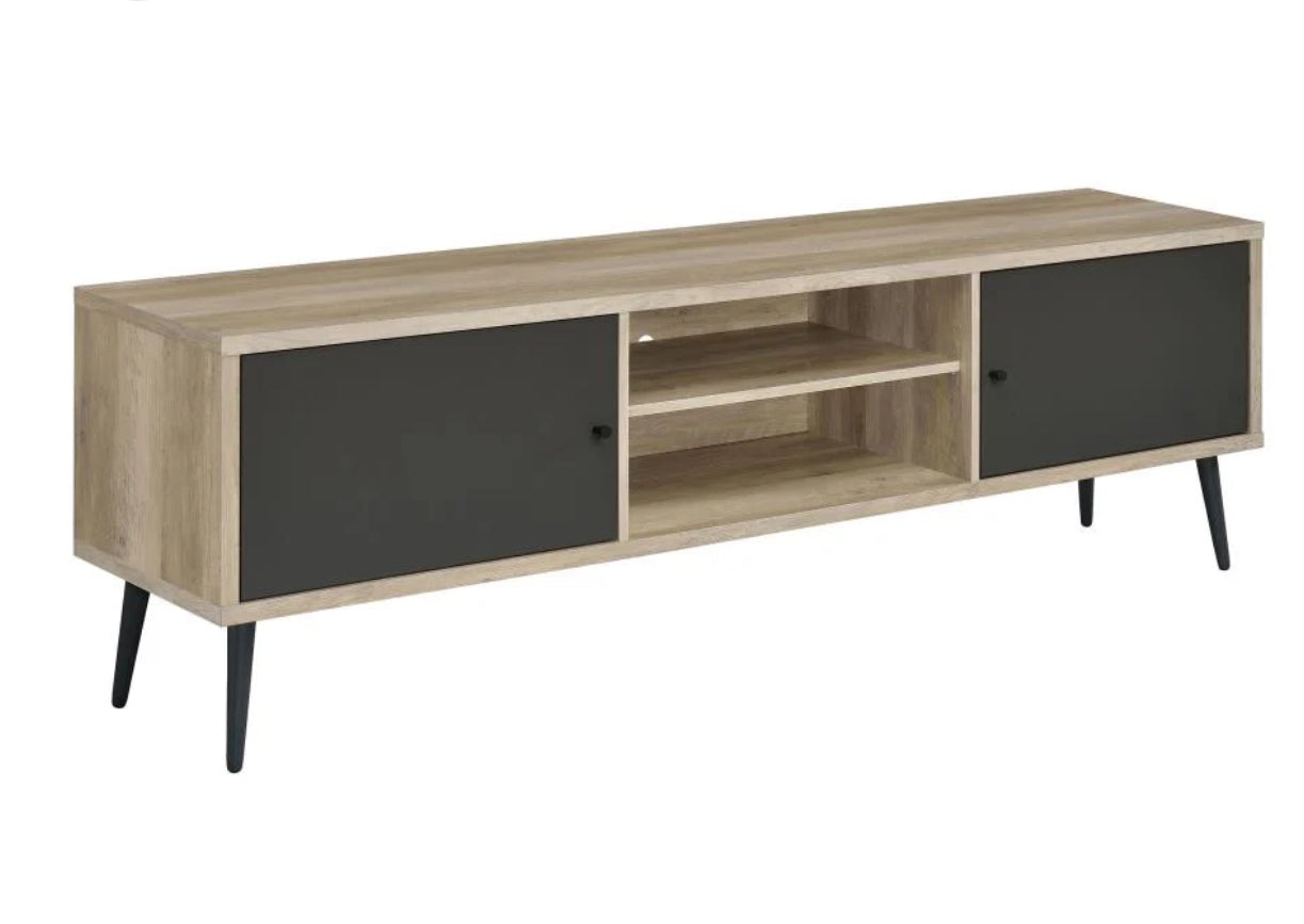 Allie 2-door Engineered Wood 71" TV Stand Distressed Pine
