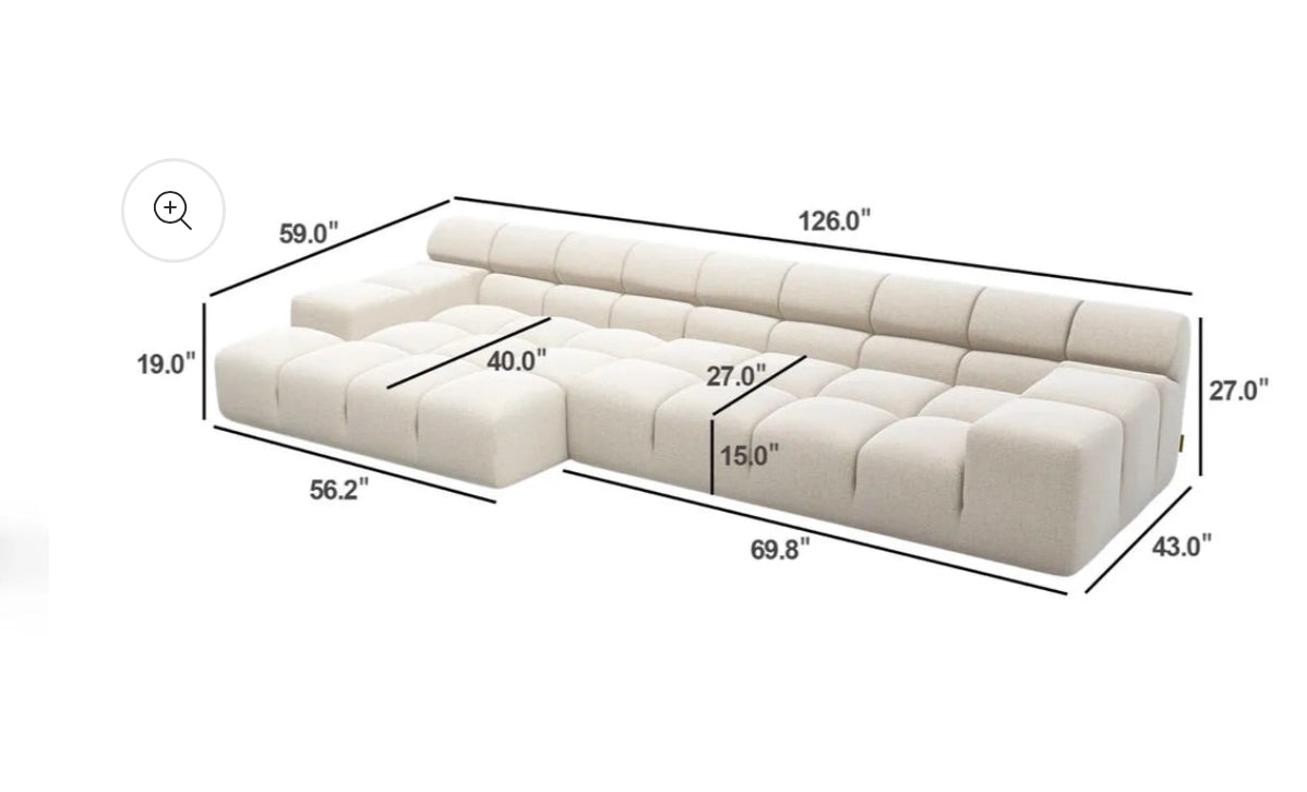 Hayden Sofa Sectional modern Upholstery Gray / Cream