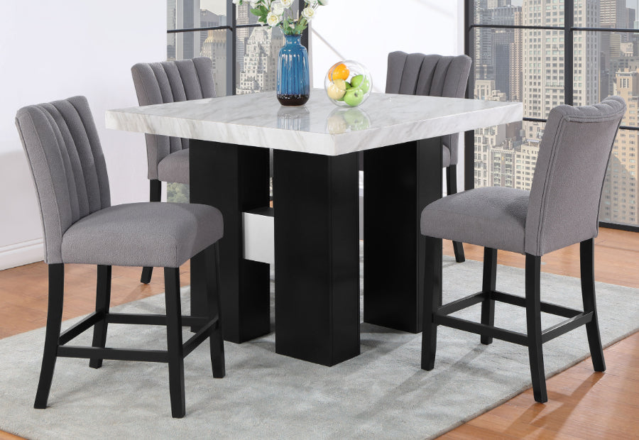 D04 White Bar Table + D8685BS 5pc Dining Set