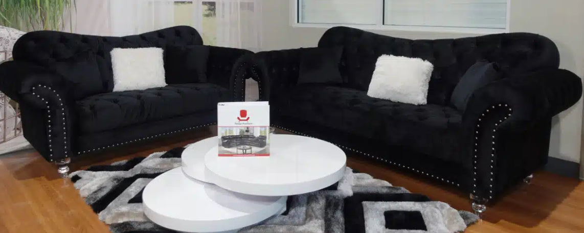Sofa & Loveseat Set Black 6057