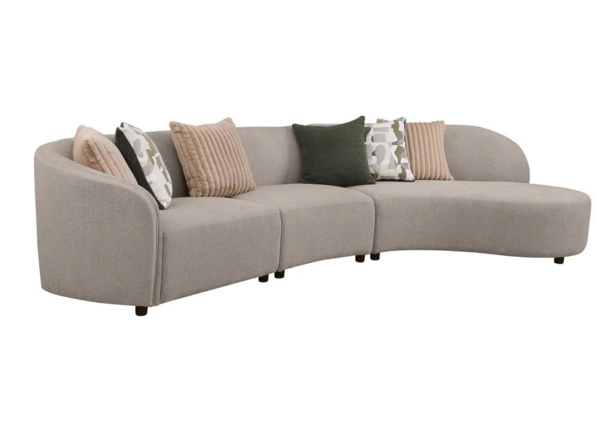 Fayette 3-piece Upholstered Sectional Sofa Greige