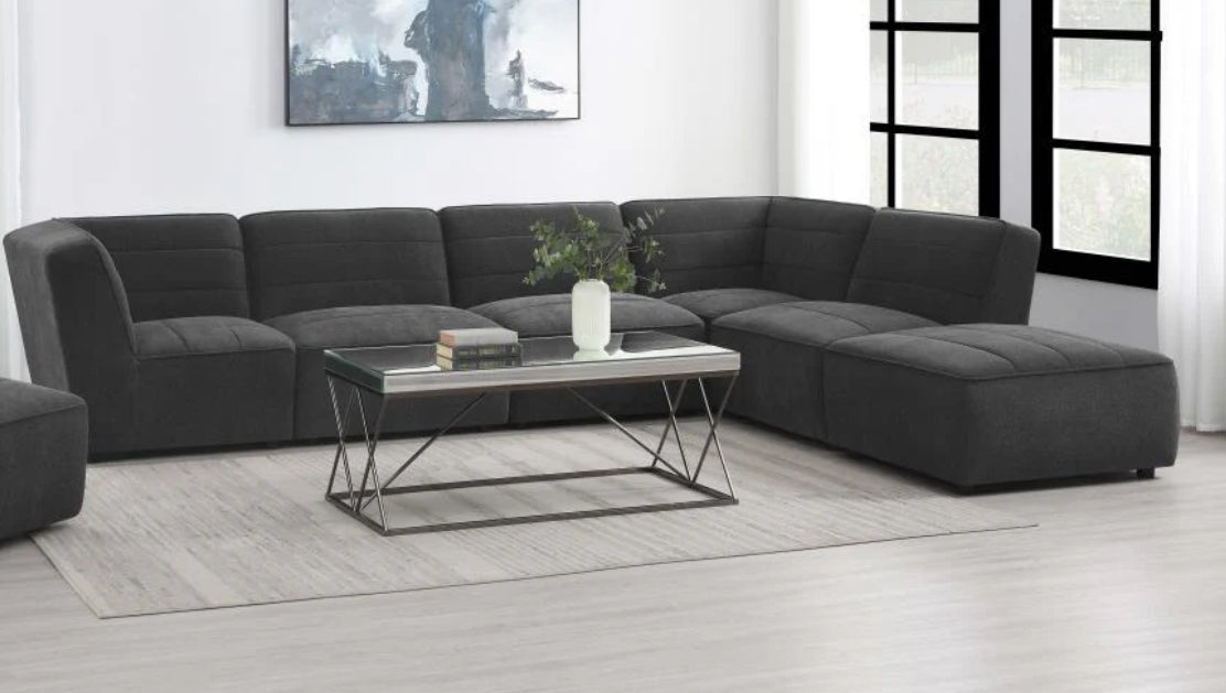 Sunny Upholstered 6-piece Modular Sectional Dark Charcoal