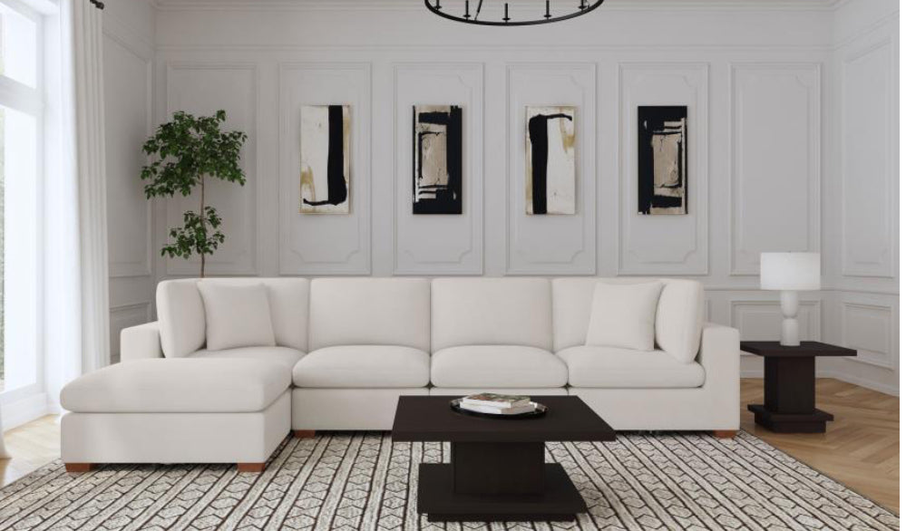LAKEVIEW 5-PIECE UPHOLSTERED MODULAR SECTIONAL SOFA IVORY