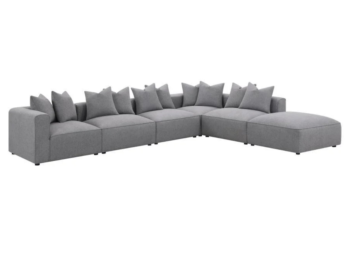 Jennifer 6-Piece Upholstered Modular Sectional Grey