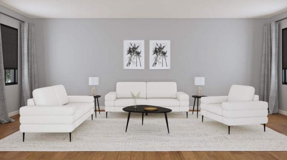 JESSEL CHENILLE UPHOLSTERED SOFA SET IVORY