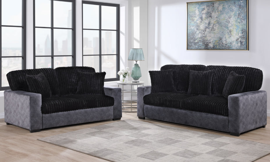 U9016 Black/Granite Sofa + Loveseat