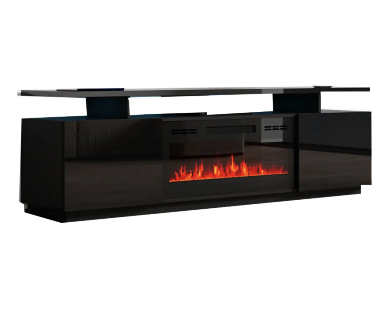 FIREPLACE TV101 TV Stand BLACK/White/Gray 71”