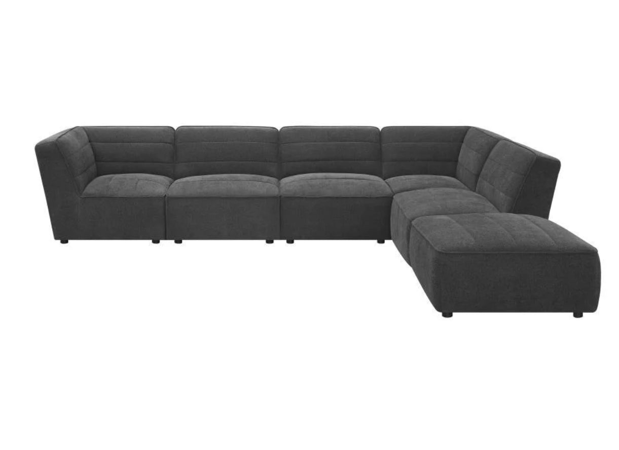 Sunny Upholstered 6-piece Modular Sectional Dark Charcoal