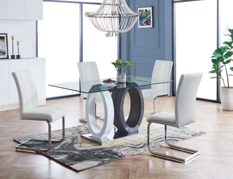 D1628 DT+ D915DC White 5pc Dining Set