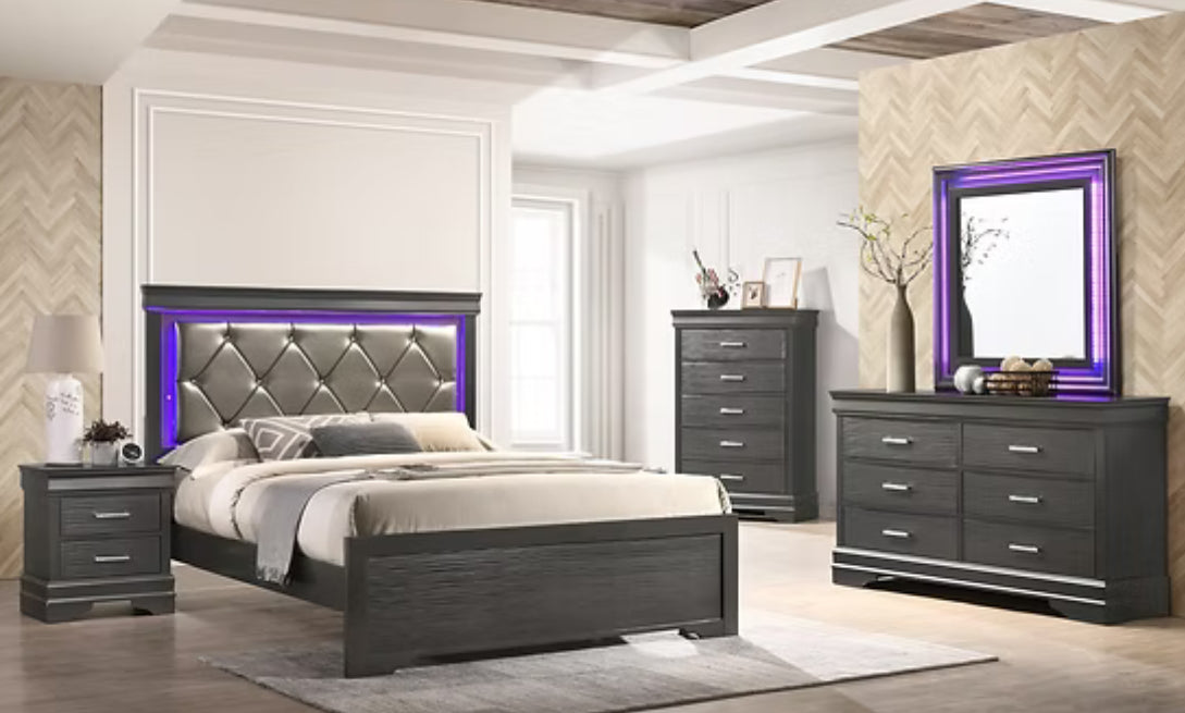 Nora 4pc Gray Bedroom Set Queen/ King