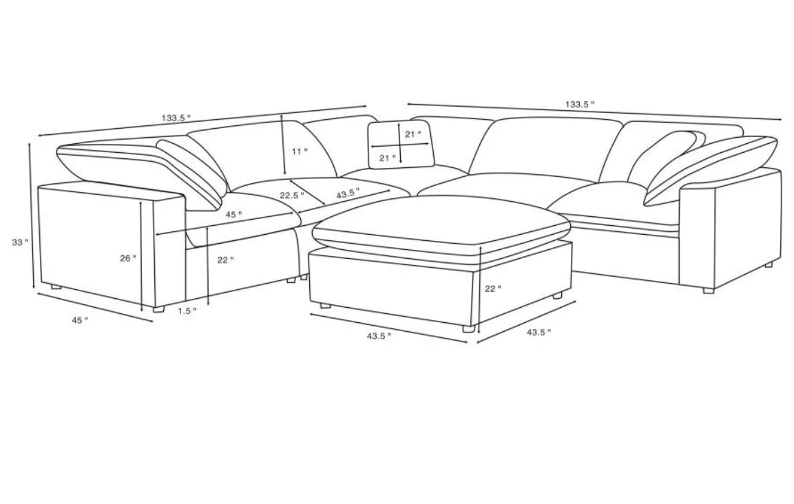 Raleigh 6-piece Boucle Upholstered Modular Sectional Ivory