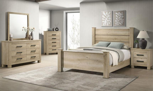 OAKGLEN 4pc  QUEEN/ KING BEDROOM SET WEATHERED OAK