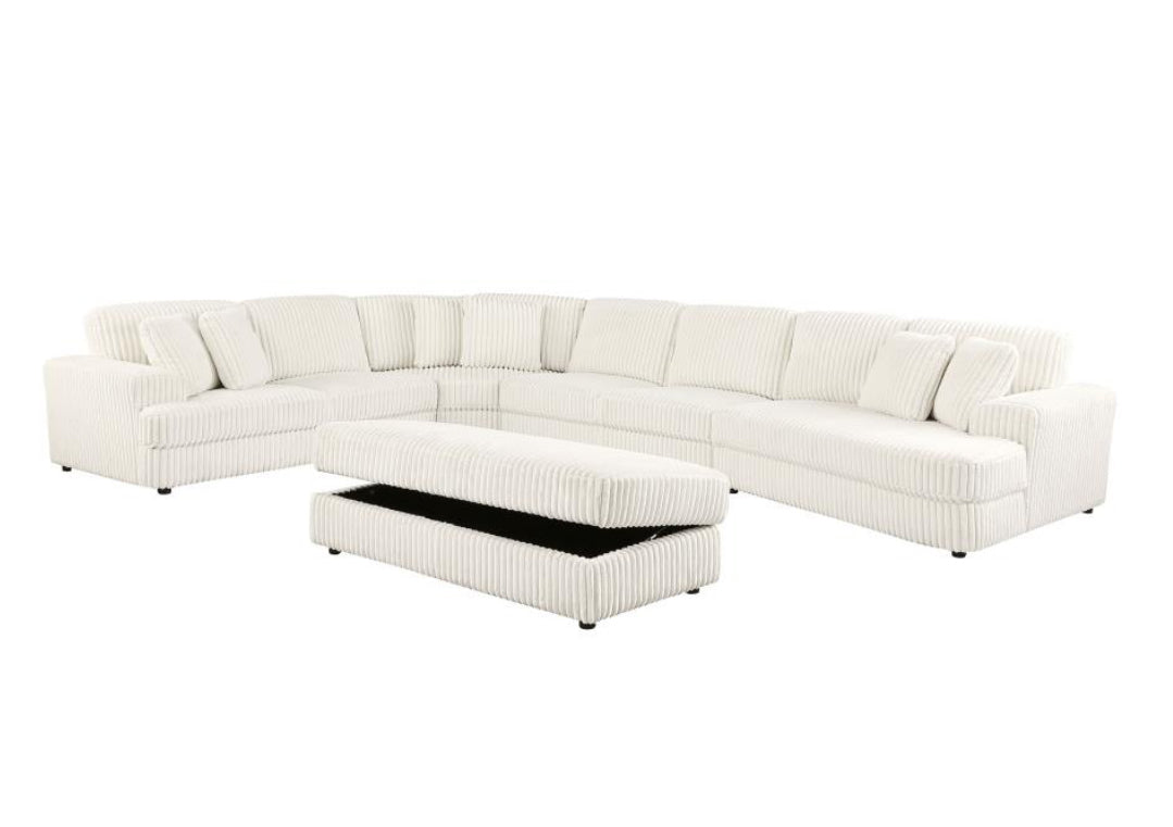 EMBERSON 5-PIECE UPHOLSTERED MODULAR SECTIONAL SOFA IVORY