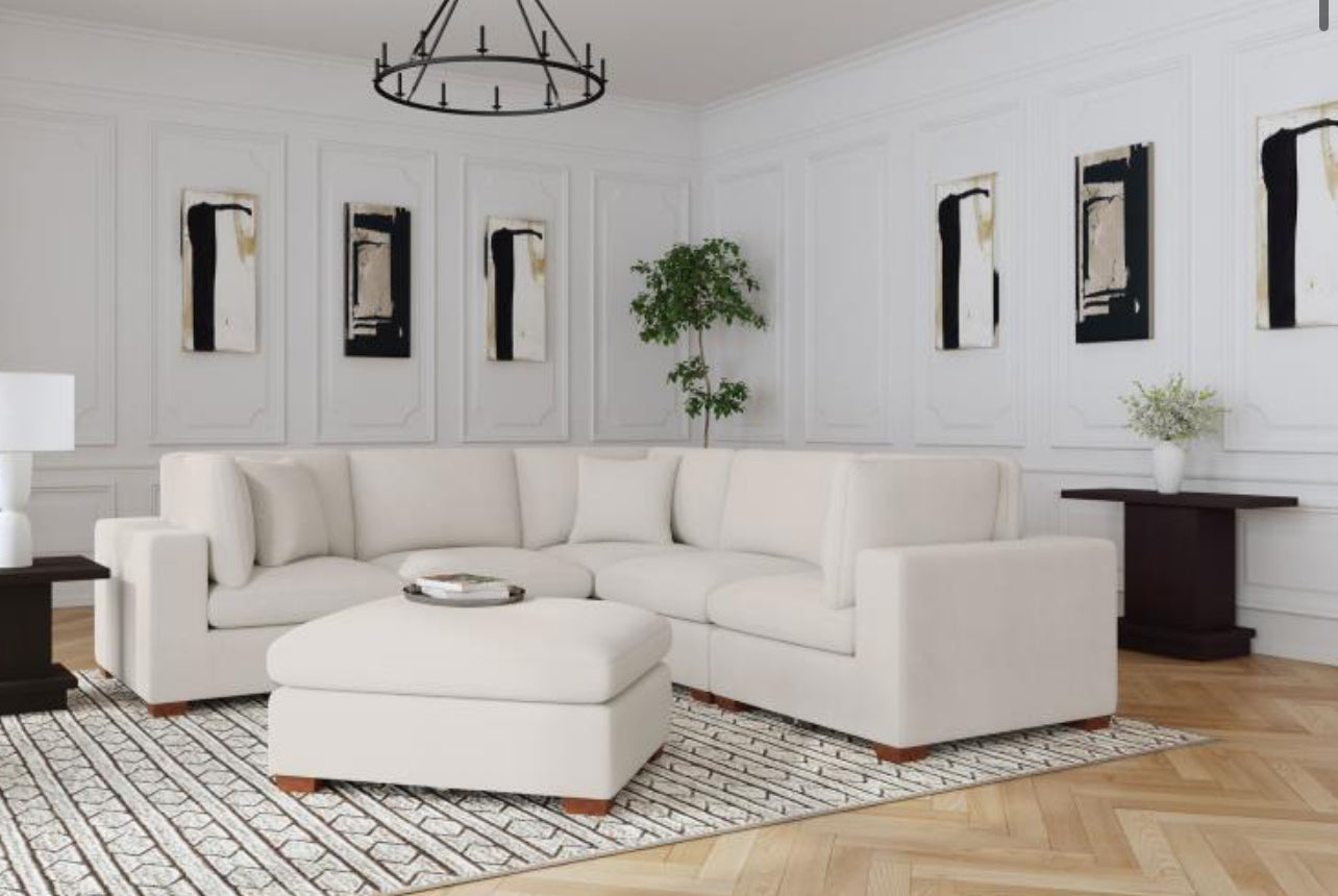 LAKEVIEW 6-PIECE UPHOLSTERED MODULAR SECTIONAL SOFA IVORY