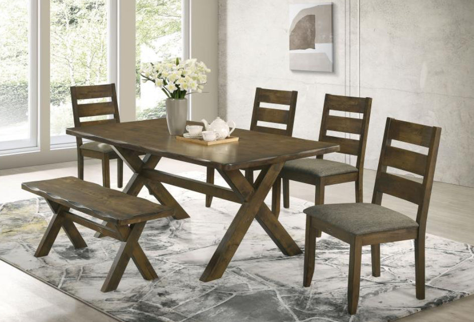 ALSTON 6-PIECE RECTANGULAR DINING TABLE SET KNOTTY NUTMEG