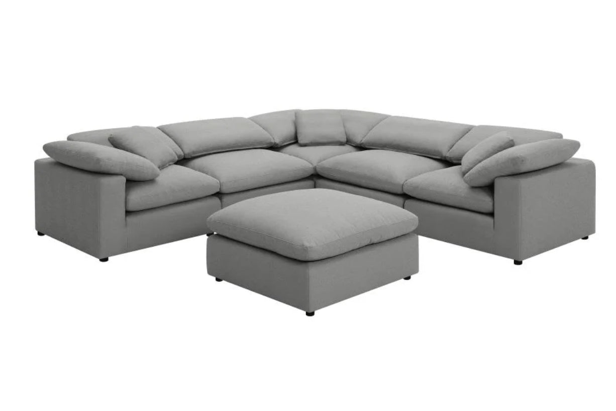 Raleigh 6-piece Boucle Upholstered Modular Sectional Grey