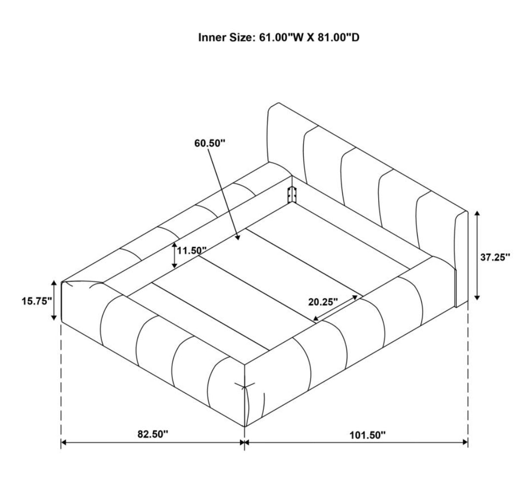 WILSHIRE UPHOLSTERED QUEEN / KING PLATFORM BED GREY