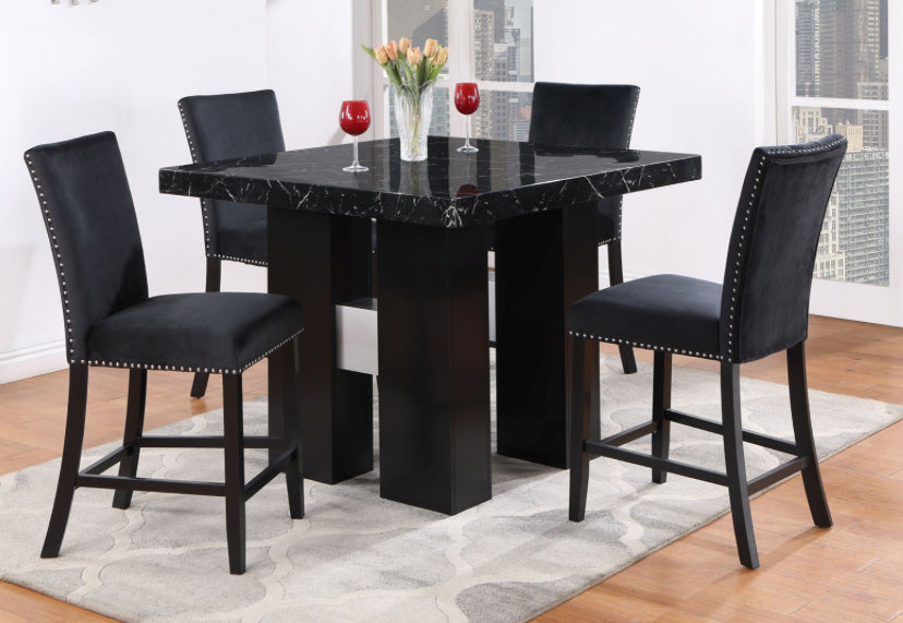 D04 Black Bar Table + D04BS 5pc Dining Set