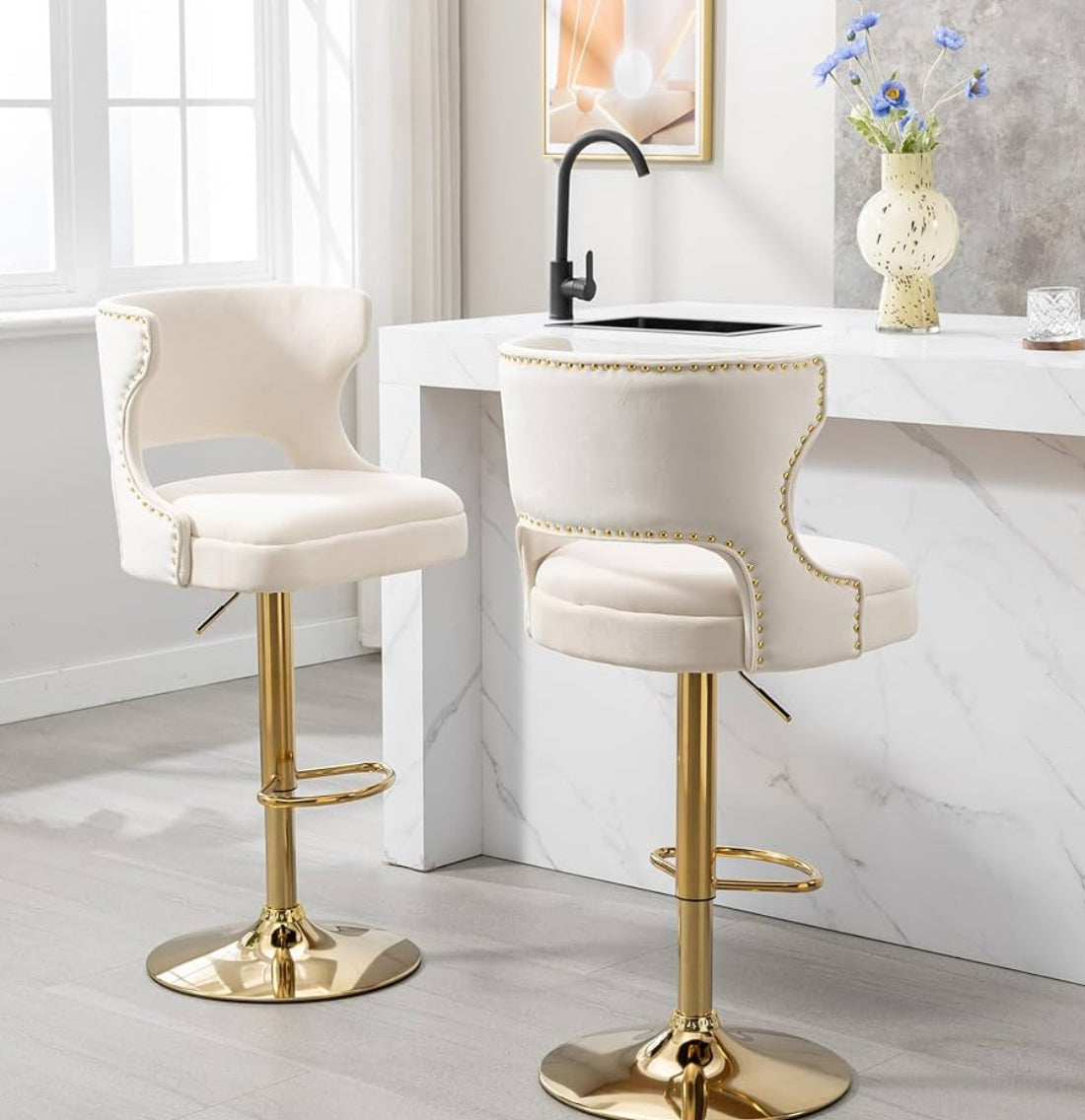 Beige and Gold Barstool set of 2