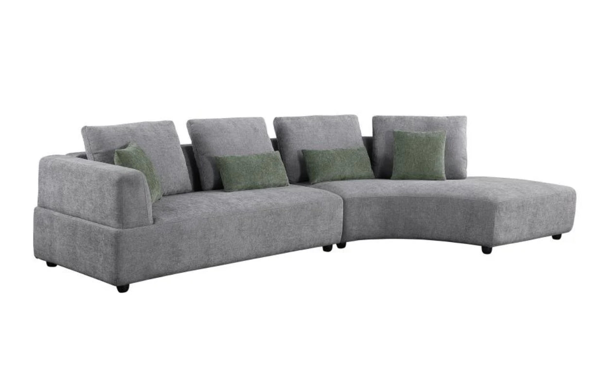 Toscano 134-inch Upholstered Sectional Sofa Grey