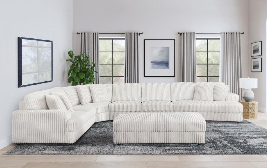 EMBERSON 5-PIECE UPHOLSTERED MODULAR SECTIONAL SOFA IVORY