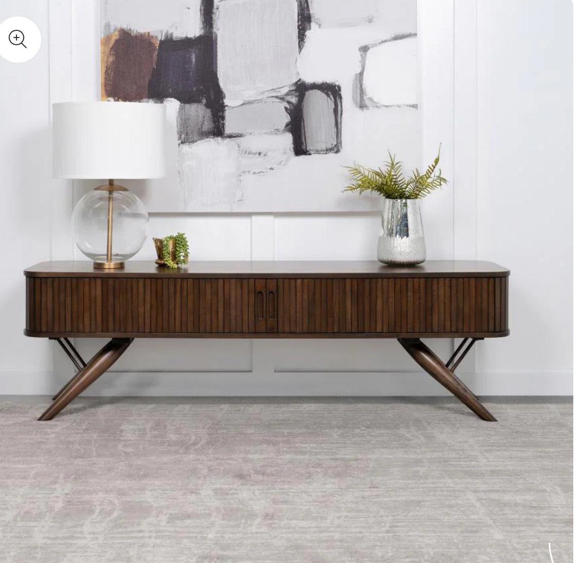 Valna Wood 71" TV Stand with Sliding Doors Walnut