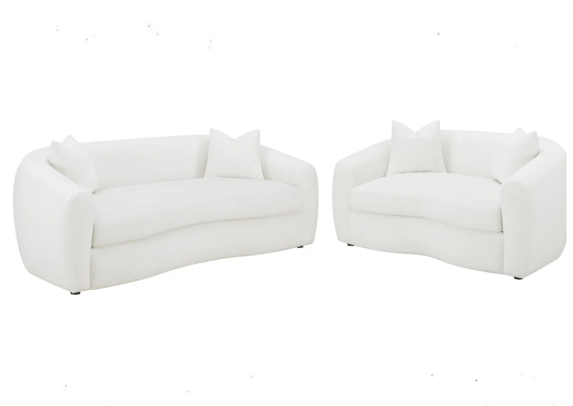 Isabella 2-piece Faux Sheepskin Upholstered Sofa Set Natural