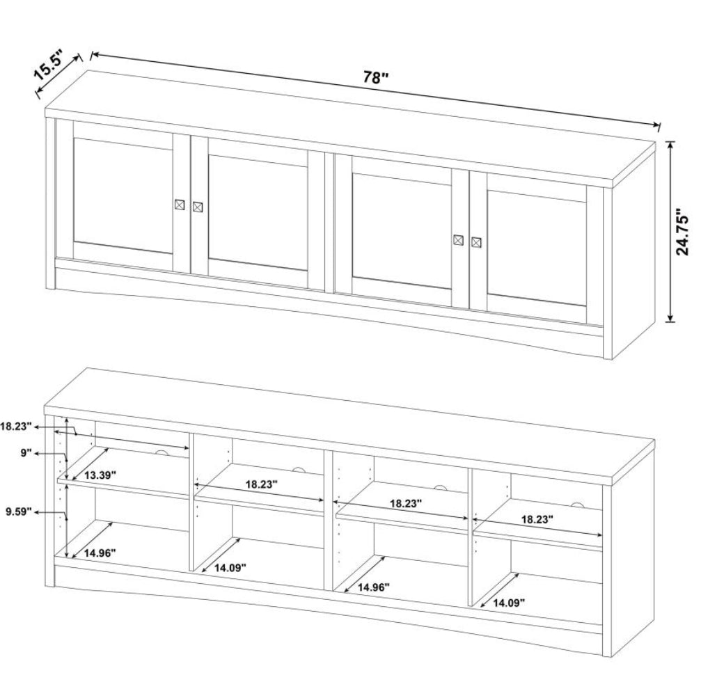 LAUGHLIN 4-DOOR 78-INCH TV STAND WHITE