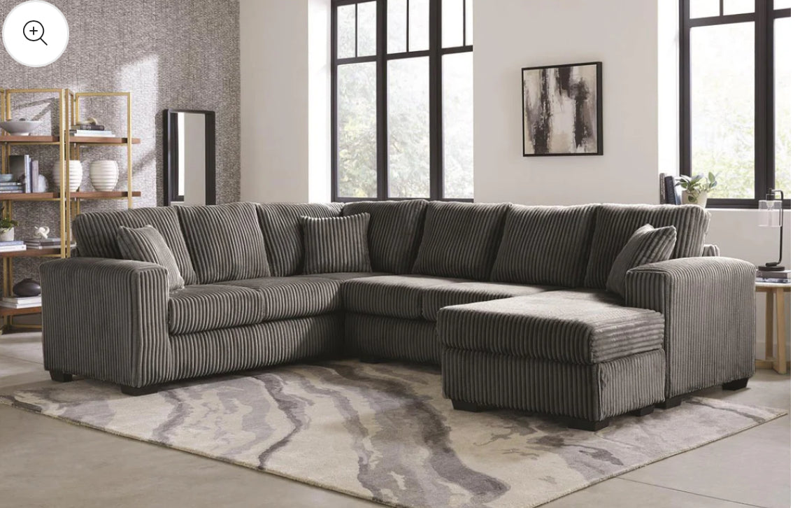 Raverse Corduroy 3-Piece Sectional Gray
