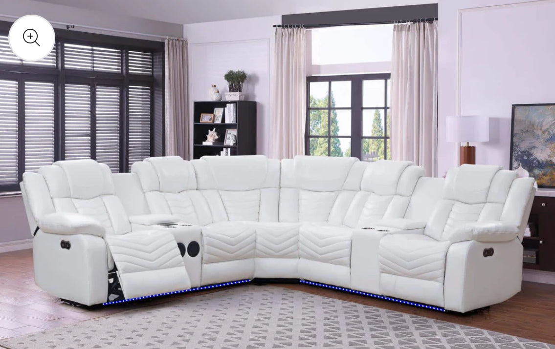 Ava Recliner with LED lights White
