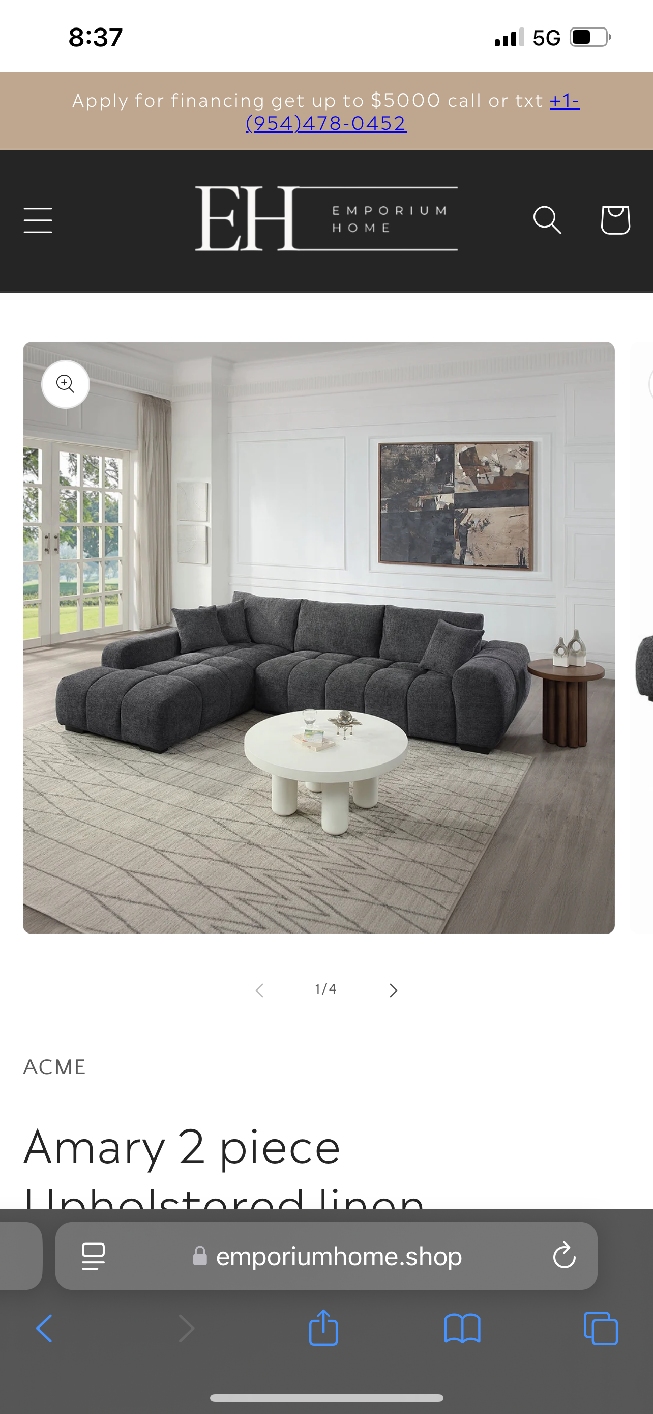 Amary 2 piece Upholstered linen sectional Sofa