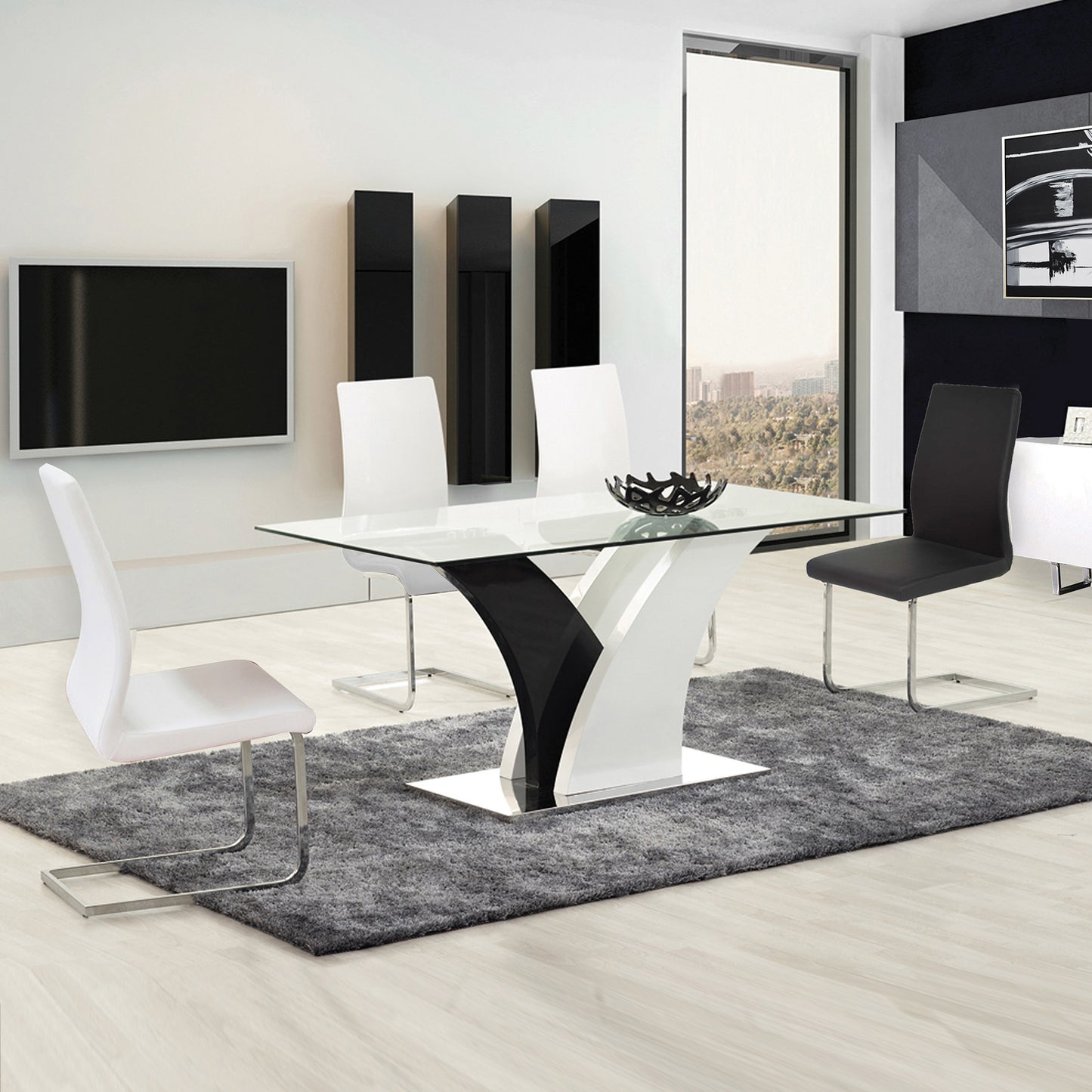 5PCS/ 7PCS Modern Dining Set Black/White