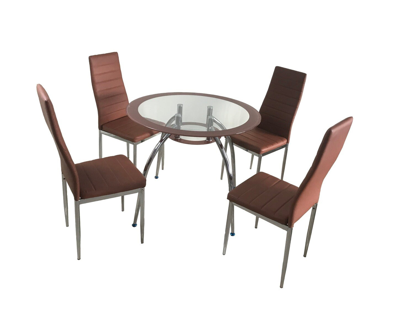 5PCS Brown Delphie Dining Set Round Table