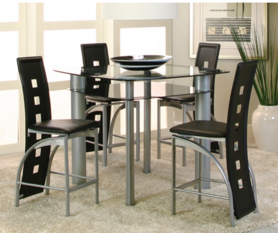 5PCS Valencia Dining Counter High Table Black Set