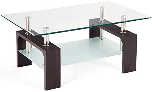 Rectangle Glass Coffee Table, Clear Top