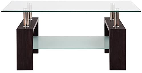 Rectangle Glass Coffee Table, Clear Top
