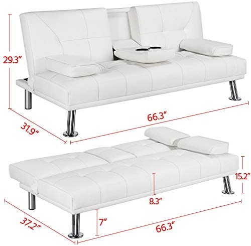 White Futon Sofa Bed Sleeper Sofa Modern